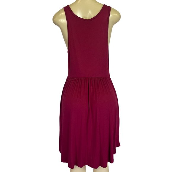 NWT WNEEDU Midi A-Line Causal Burgundy Size Medium Woman's Dress - Picture 2 of 8
